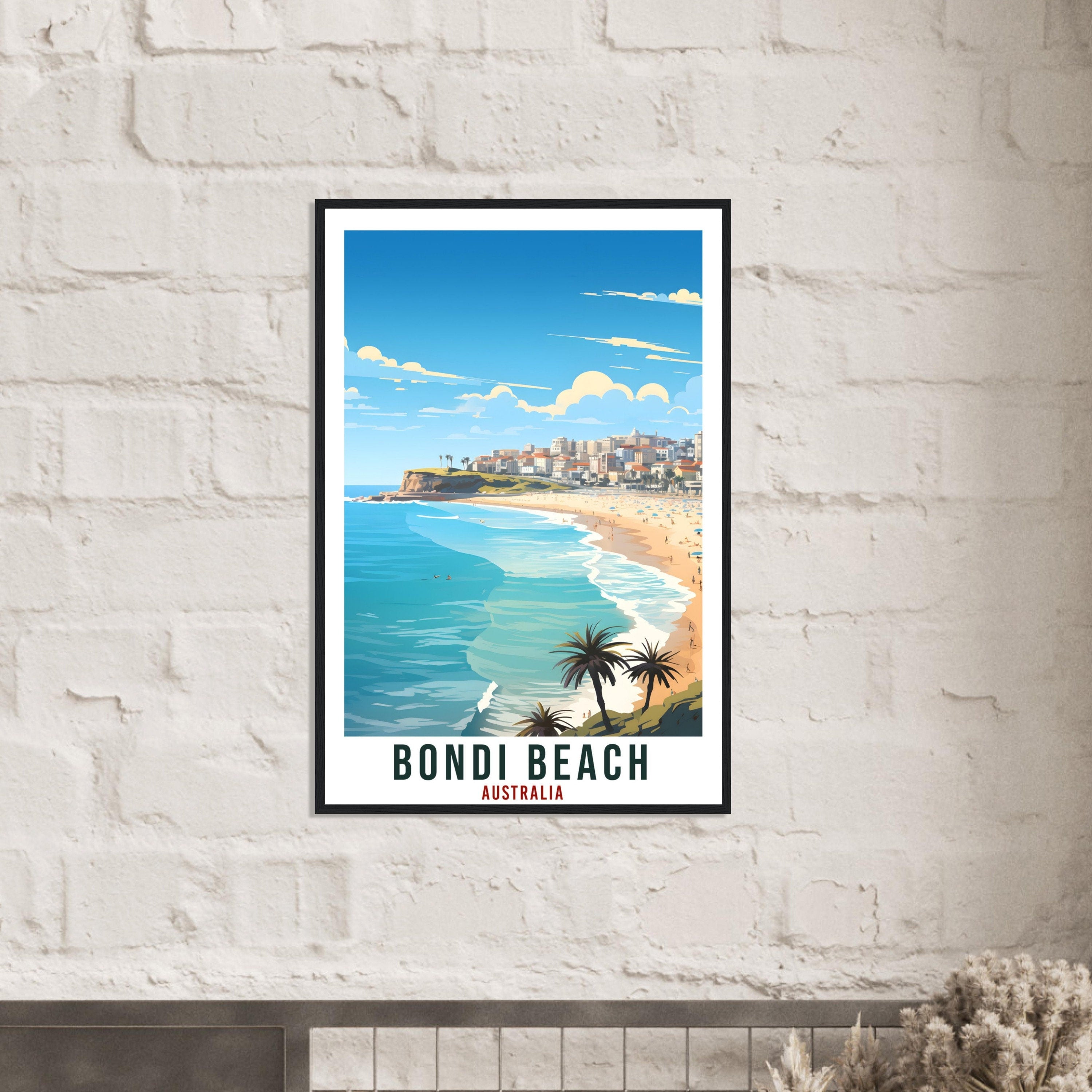 Bondi Beach Travel Poster Wall Art Bondi Beach Australia Artwork Wall Hanging Art Gifts Bondi Beach Travel Print Australian Art Lovers Gift