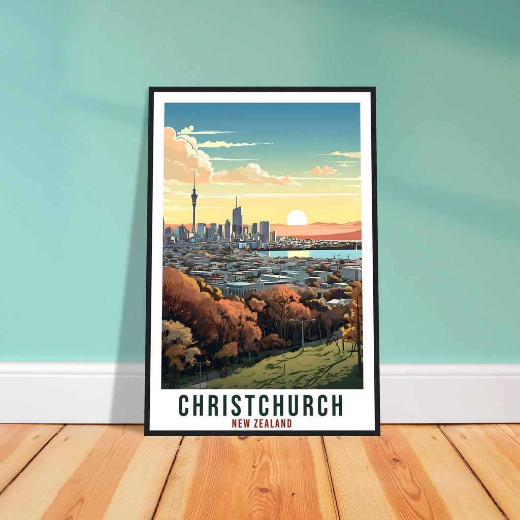 Christchurch Travel Print Wall Art Christchurch New Zealand City Landscape Artwork Christchurch Travel Poster New Zealand Art Lovers Gift