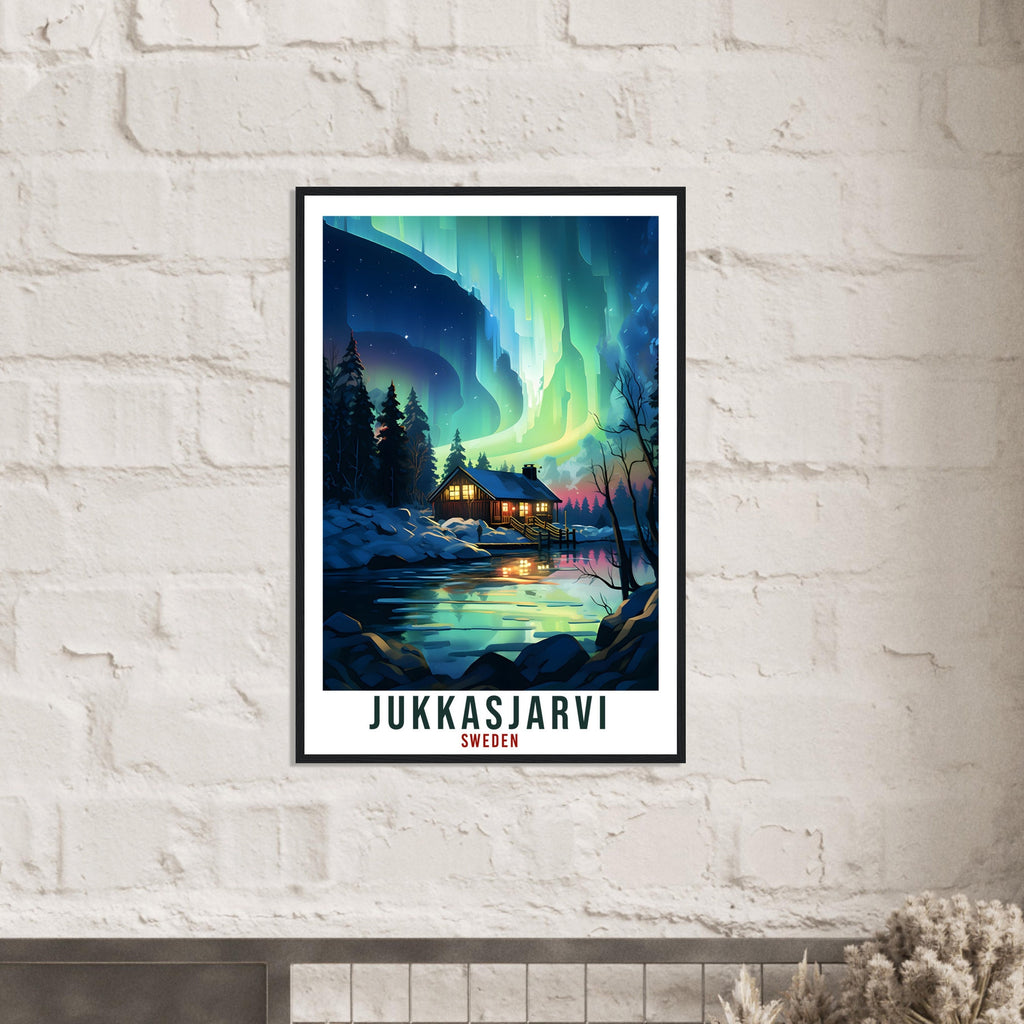 Jukkasjarvi Travel Print Sweden Northern Lights Wall Art Wall Hanging Travel Art Gift Jukkasjarvi Travel Poster Sweden Landscape Art Lover