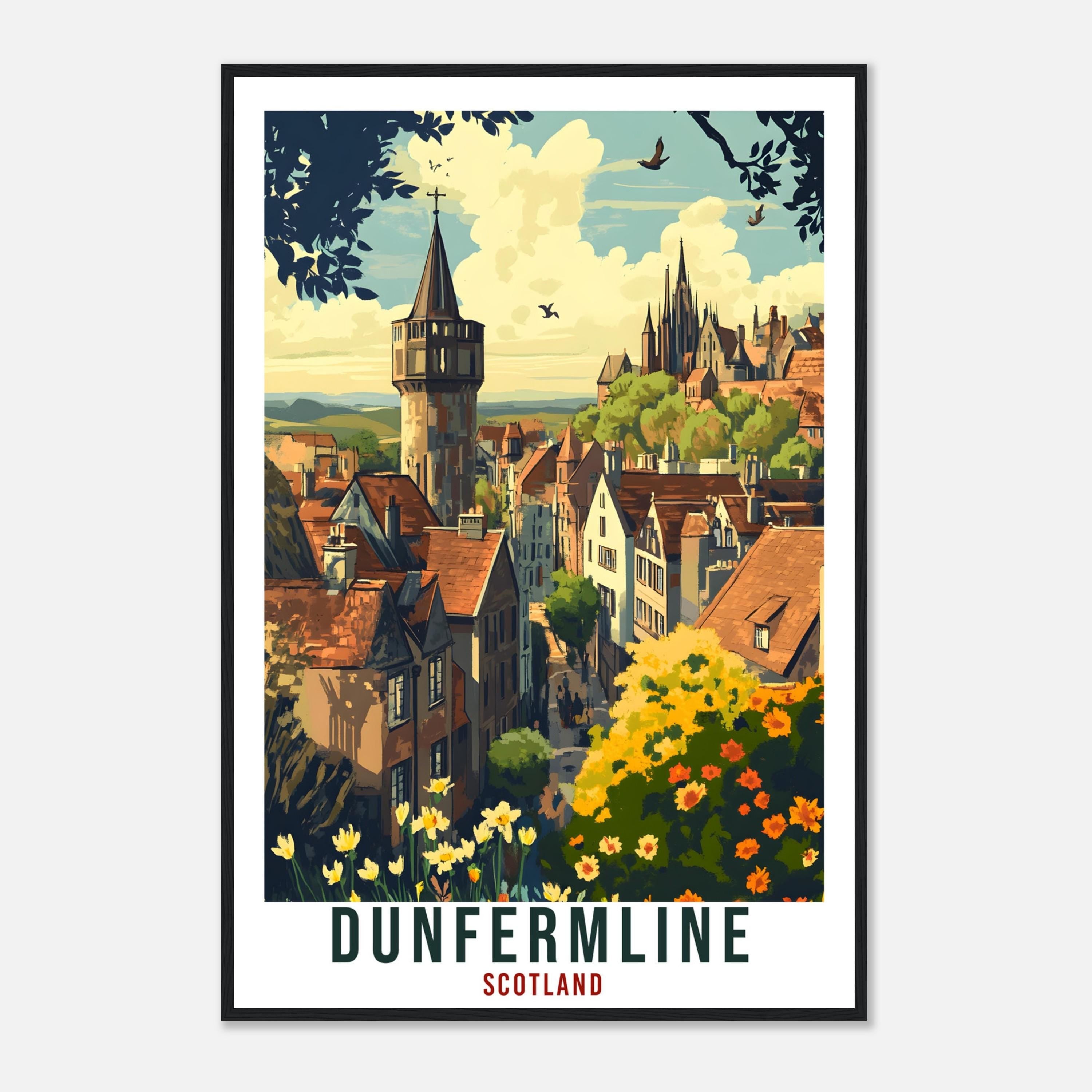 Dunfermline Travel Print Scotland Decor Dunfermline Wall Art Wall Hanging Art Lover Scotland Artwork Travel Poster Dunfermline Travel Art