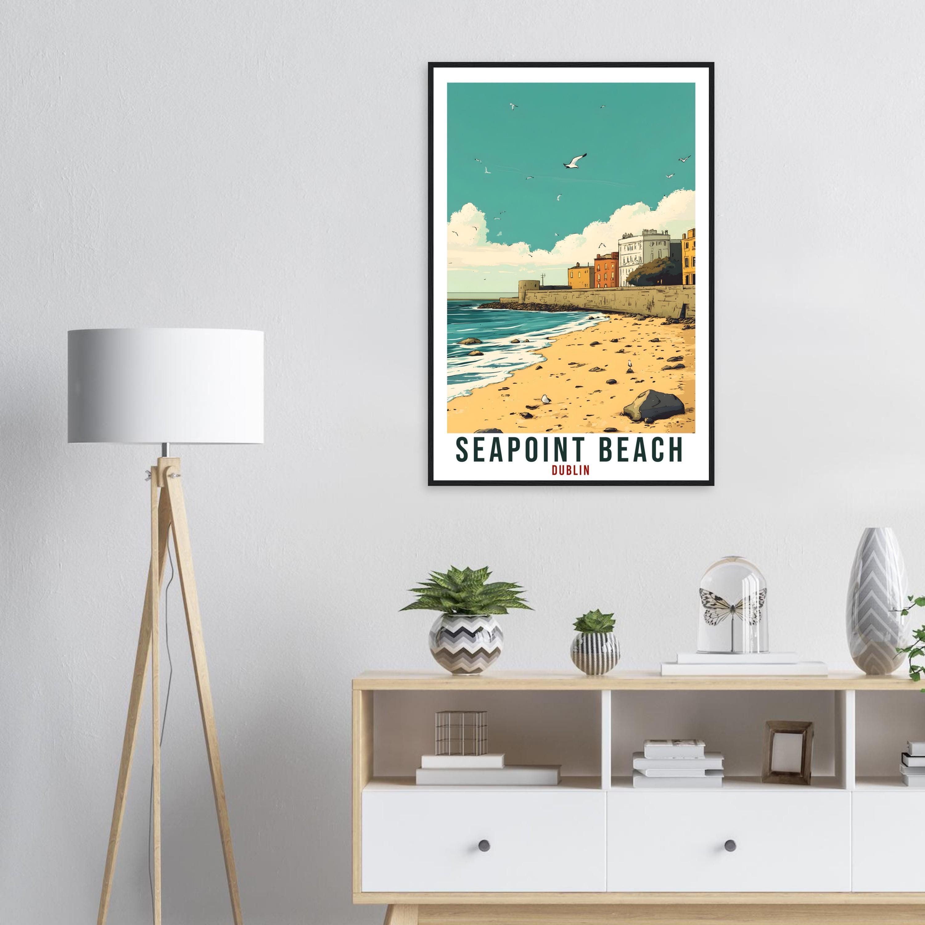 Seapoint Beach Dublin Travel Print Ireland Home Wall Art Gift Wall Hanging Dublin Seapoint Beach Artwork Travel Poster Ireland Travel Art