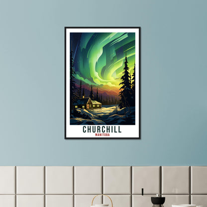 Churchill Travel Print Manitoba Northern Lights Wall Art Wall Hanging Travel Art Gift Churchill Travel Poster Canada Decor Artwork Art Lover