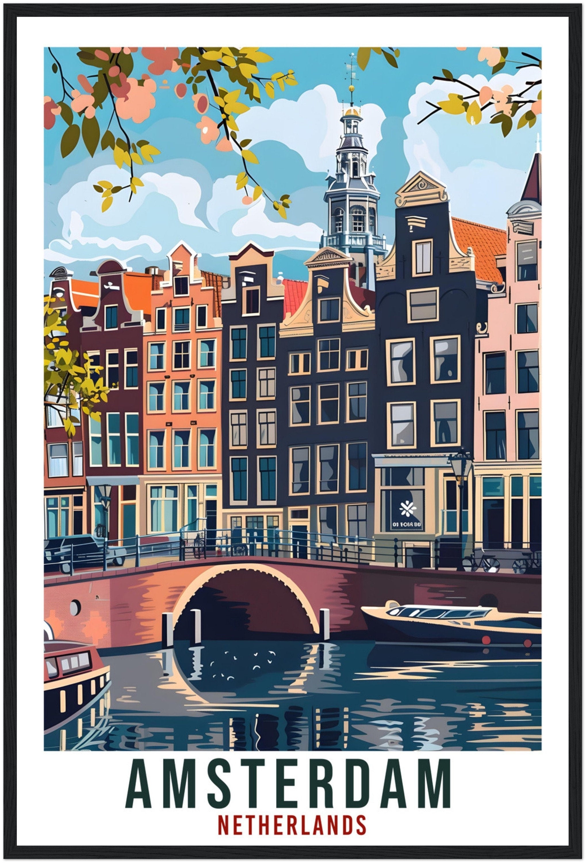 Amsterdam Travel Print Holland Wall Art Wall Hanging Home Décor Amsterdam Gift Art Lovers Dutch Artwork Gift The Netherlands Travel Poster