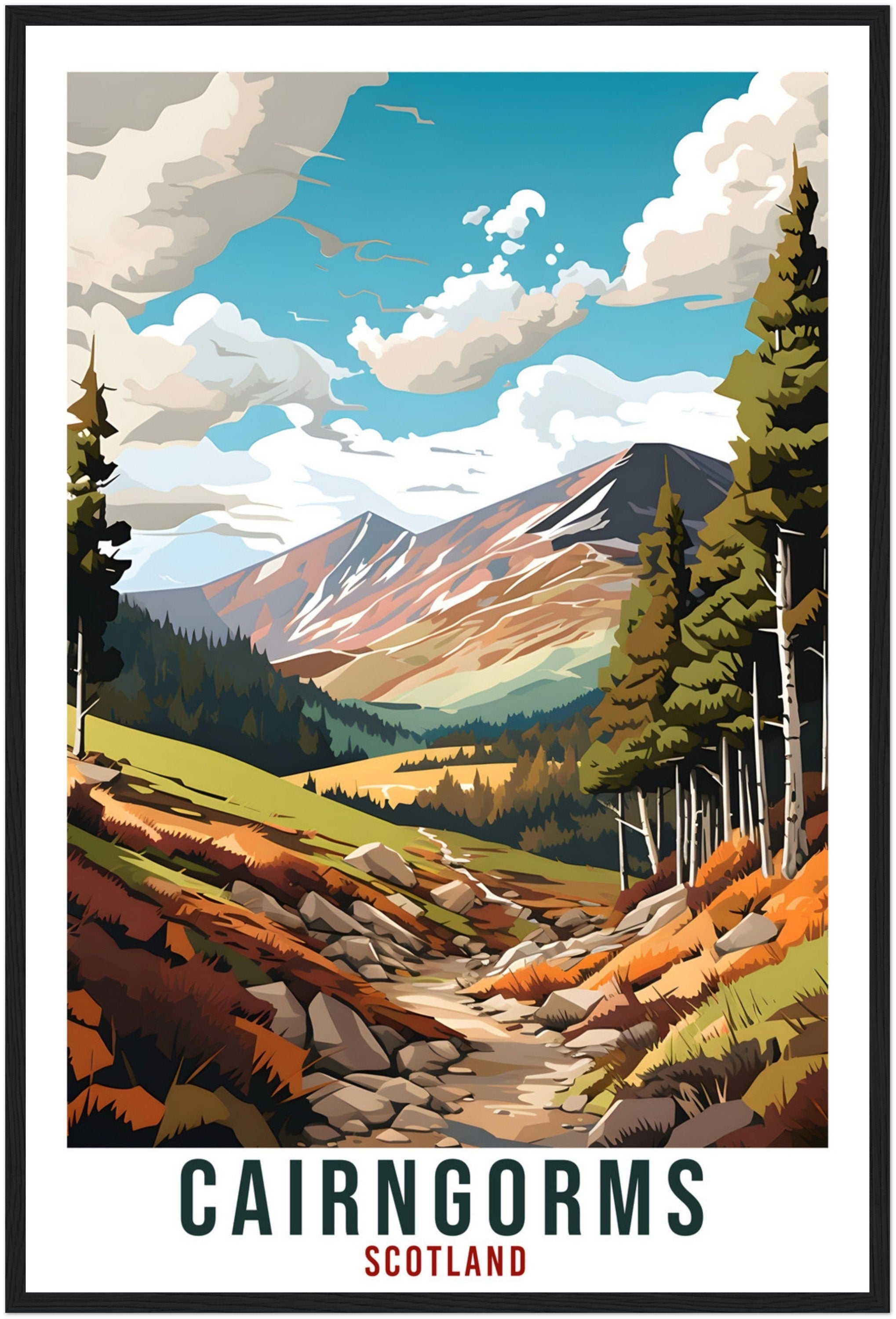 Cairngorms Travel Print Scotland Wall Art Home Decor Wall Hanging Travel Art Gift Cairngorms Travel Poster Scotland Landscape Artwork Lover