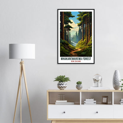 Whakarewarewa Forest Travel Print Wall Art Whakarewarewa Forest New Zealand Artwork Whakarewarewa Travel Poster New Zealand Art Lovers Gift