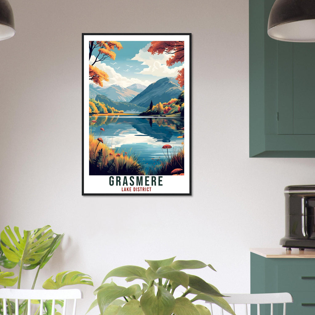 Grasmere Travel Print Lake District Decor Grasmere Wall Art Wall Hanging Art Lover Lake District Artwork Travel Poster Cumbria Travel Art