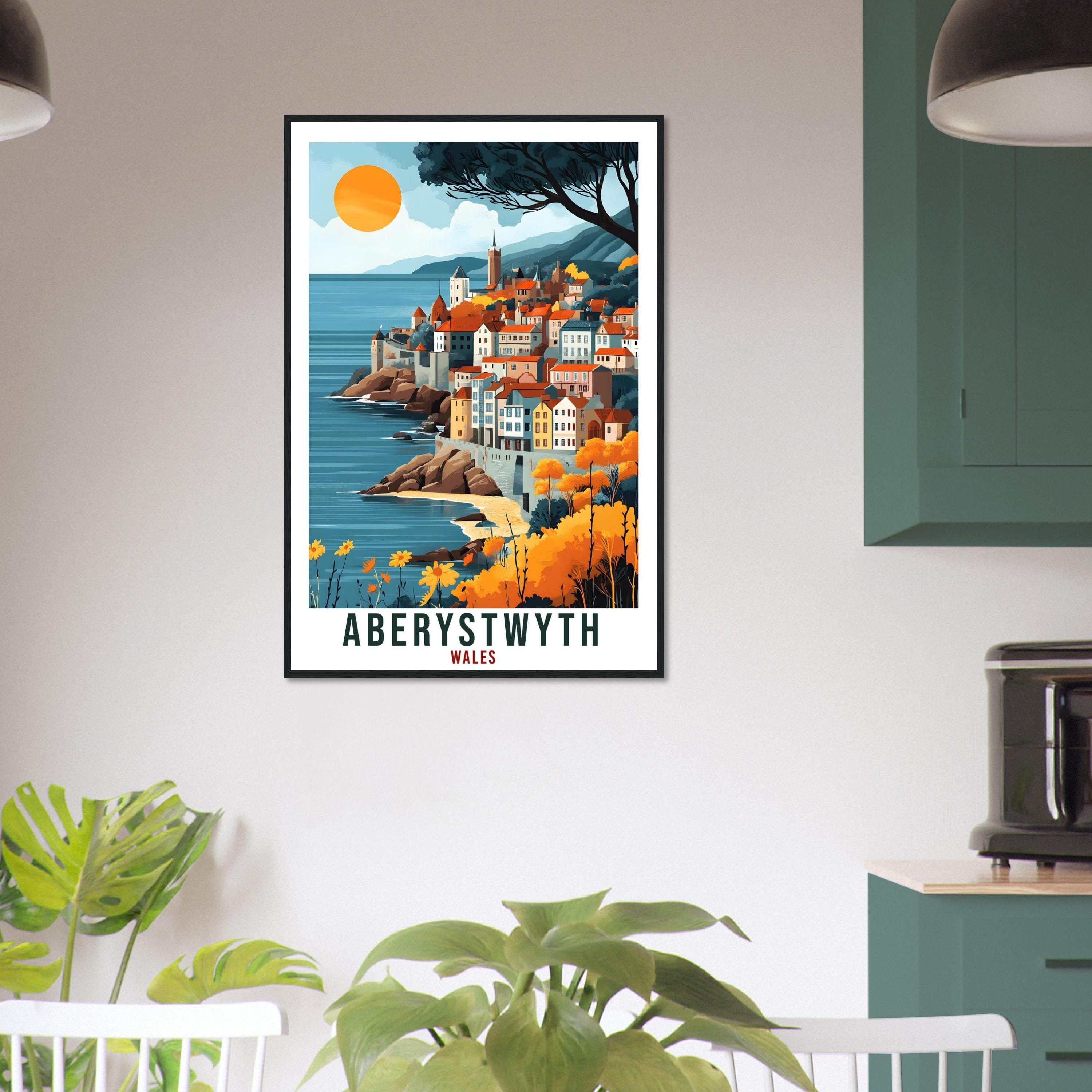 Aberystwyth Travel Print Wales Home Decor Aberystwyth Wall Art Gift Wall Hanging Art Lover Aberystwyth Wales Artwork Travel Poster UK Art