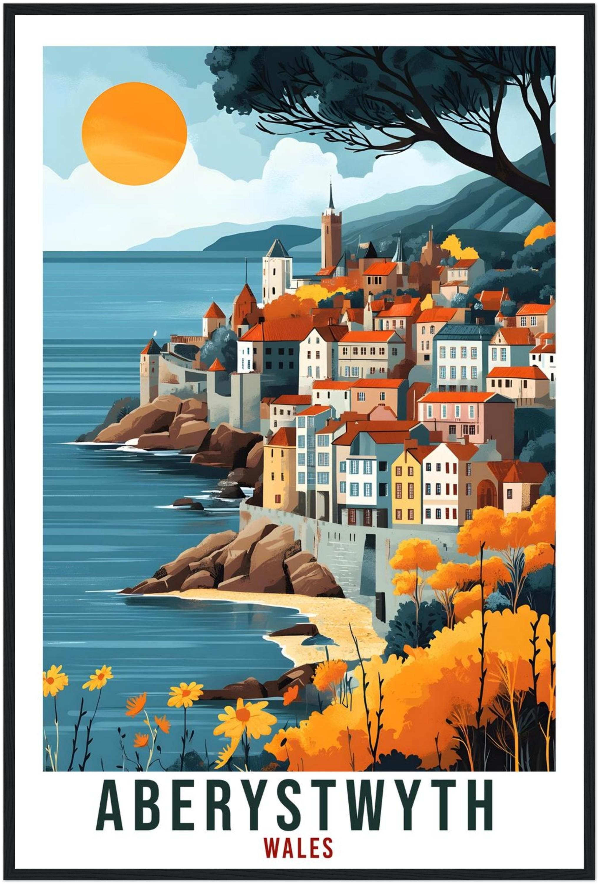 Aberystwyth Travel Print Wales Home Decor Aberystwyth Wall Art Gift Wall Hanging Art Lover Aberystwyth Wales Artwork Travel Poster UK Art