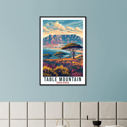 Table Mountain South Africa Travel Print Wall Art Wall Hanging Home Décor Table Mountain Art Lovers Artwork Gift Print South African Poster