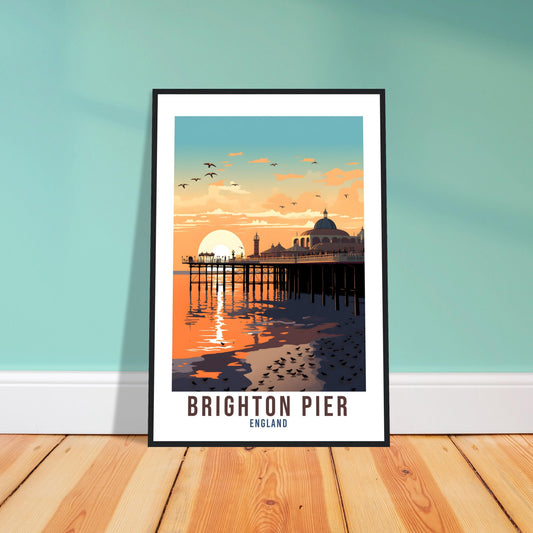 Brighton Pier Travel Print Brighton Seaside Home Decor Coastal England Wall Hanging Brighton Pier Artwork Gift Brighton Pier Travel Poster