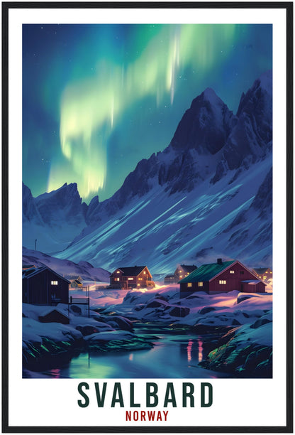 Svalbard Travel Print Winter Northern Lights Wall Art Wall Hanging Travel Art Gift Svalbard Travel Poster Norway Landscape Artwork Art Lover