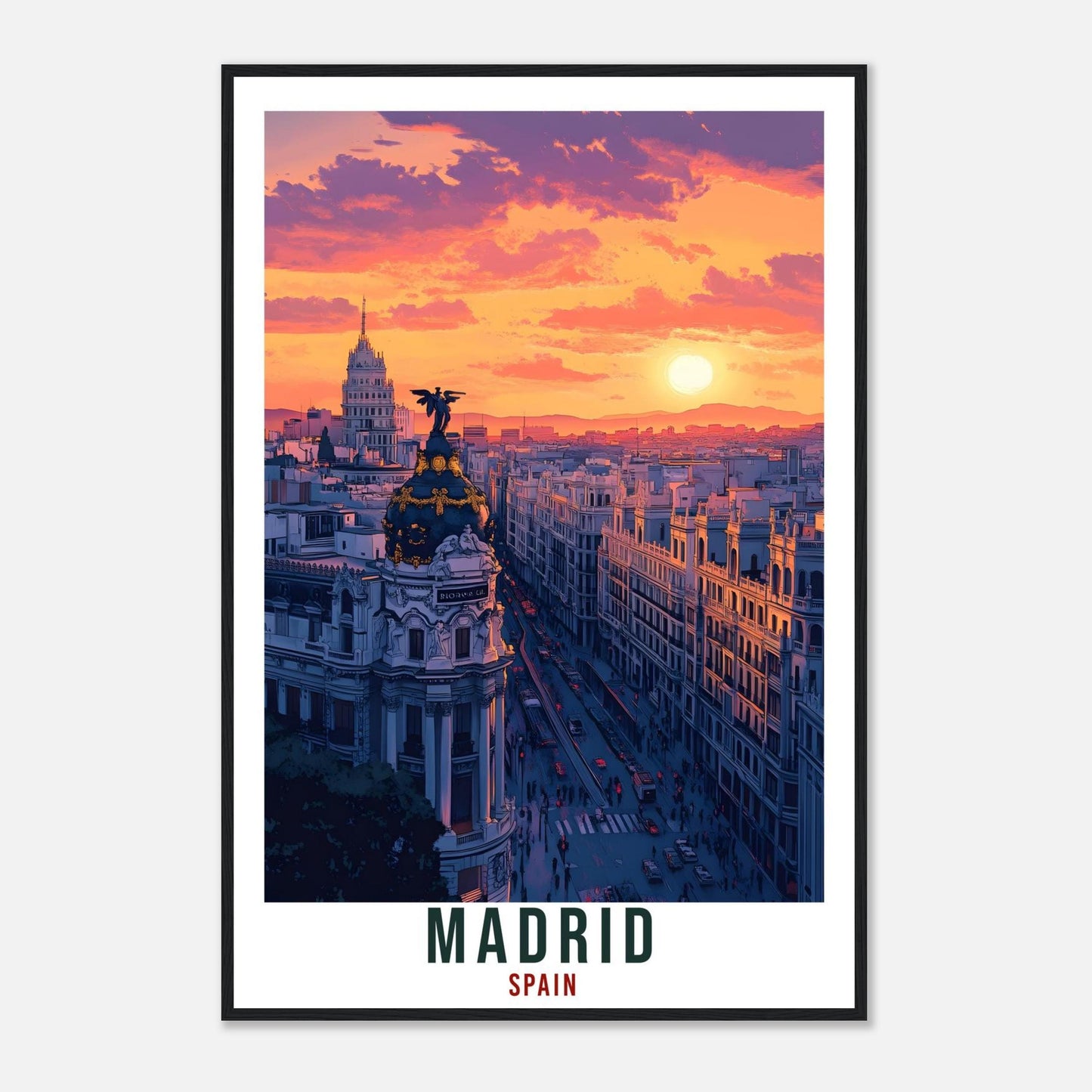 Madrid Travel Print Spain Home Decor Madrid Wall Art Gift Wall Hanging Art Lover Madrid City Skyline Spain Artwork Travel Poster Travel Art