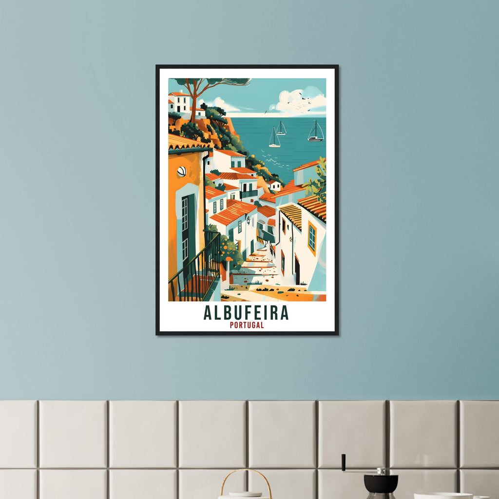 Albufeira Travel Print Portugal Wall Art Wall Hanging Home Décor Albufeira Gift Portugal Landmark Artwork Gift Portugal Travel Poster