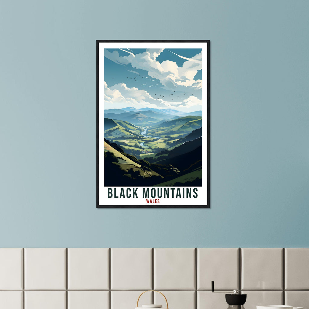 Black Mountains Travel Print Wales Wall Art Home Decor Wall Hanging Travel Art Gift Black Mountains Travel Poster Wales Landscape Artwork