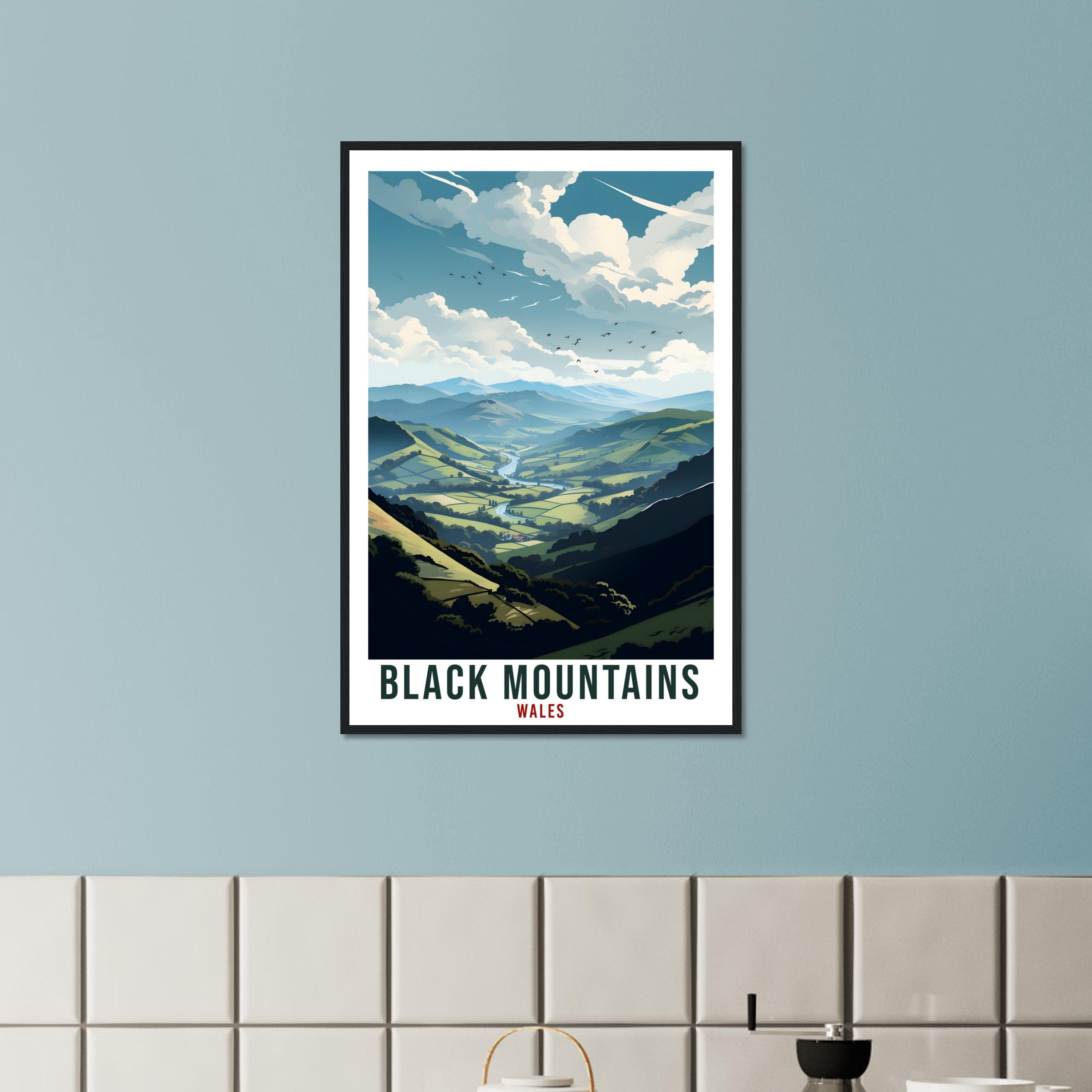 Black Mountains Travel Print Wales Wall Art Home Decor Wall Hanging Travel Art Gift Black Mountains Travel Poster Wales Landscape Artwork