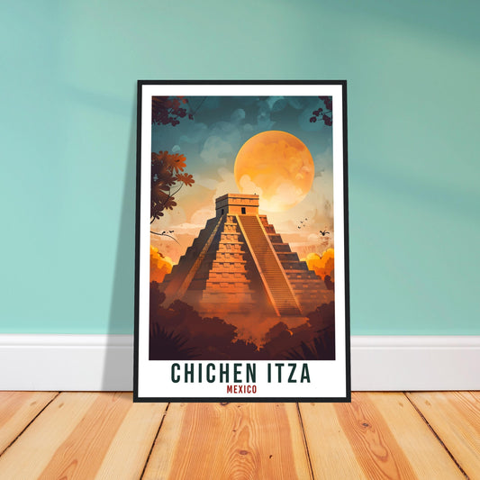 Chichen Itza Mexico Travel Print Mexico Wall Art Wall Hanging Home Décor Chichen Itza Mexico Landmark Artwork South America Travel Poster