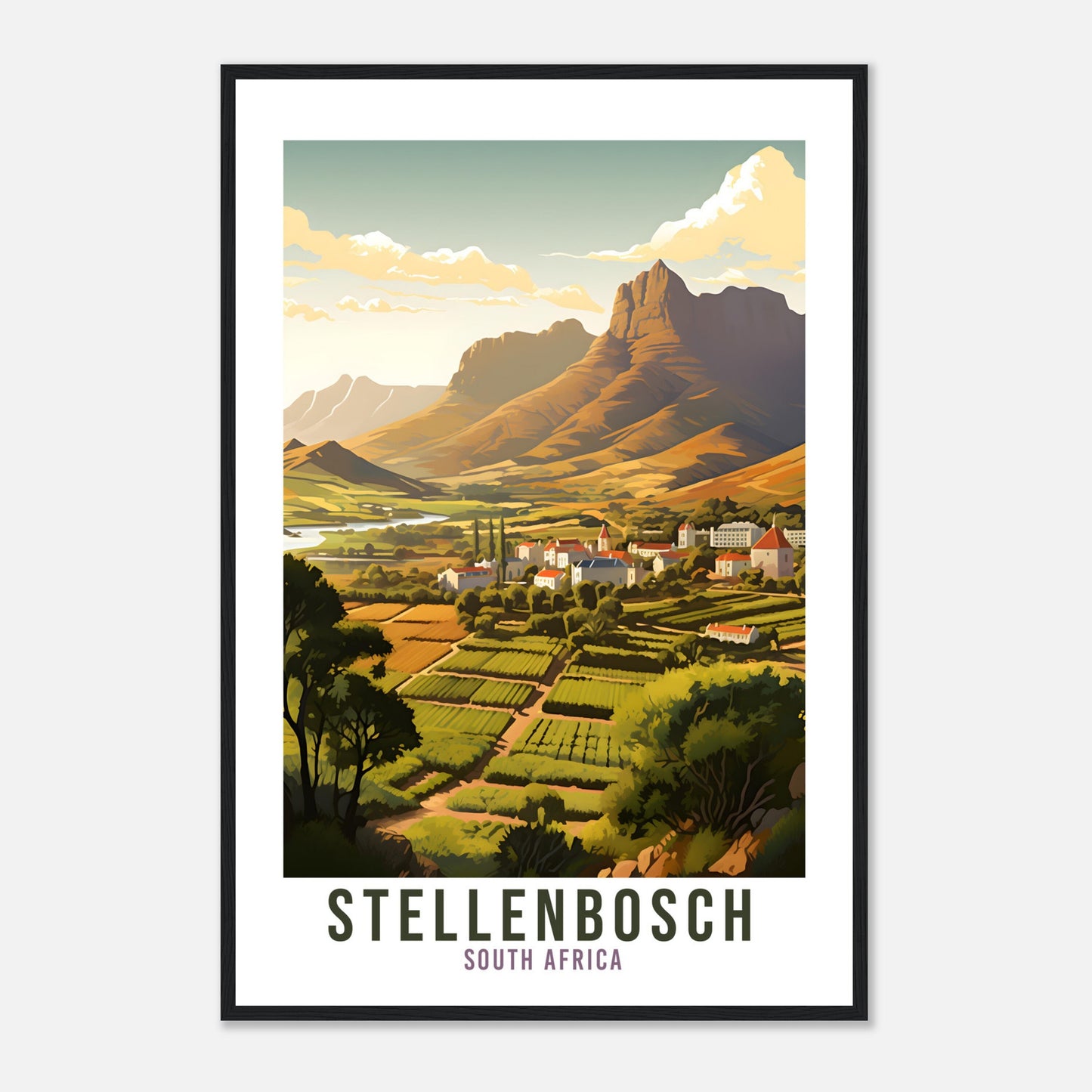 Stellenbosch Travel Print South Africa Home Decor Stellenbosch Wall Hanging Stellenbosch Artwork Gift Stellenbosch Travel Poster Artwork