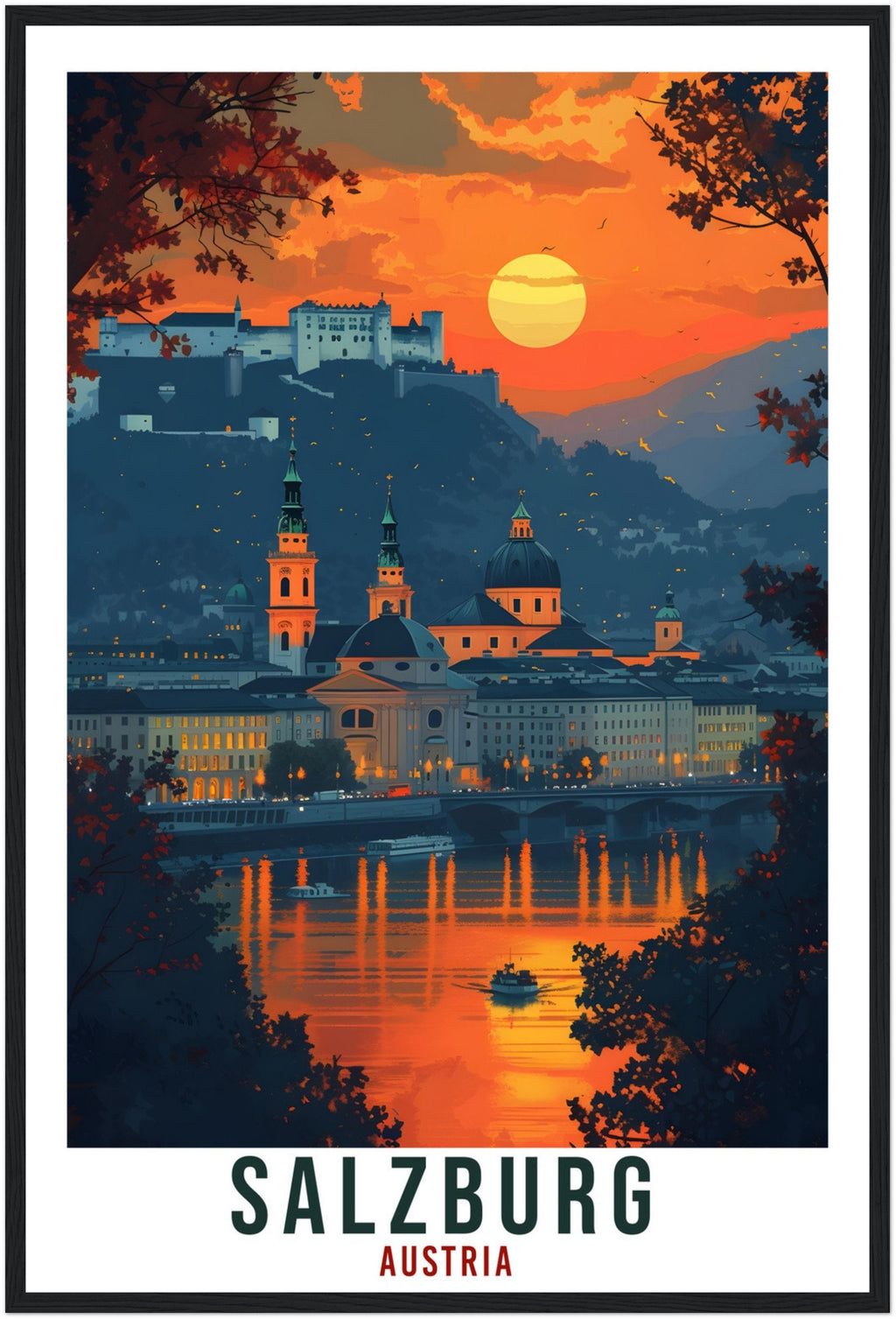 Salzburg Gift Travel Print Austria Decor Salzburg Austrian City Wall Art Gift Wall Hanging Art Lover Austria Artwork Salzburg Travel Poster