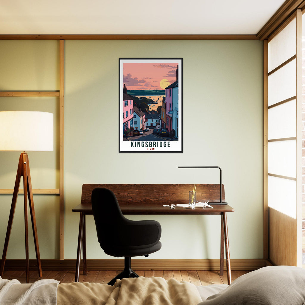 Kingsbridge Travel Print Devon Wall Art Home Decor Wall Hanging Travel Art Gift Devon Travel Poster England Landscape Artwork Art Lover Gift