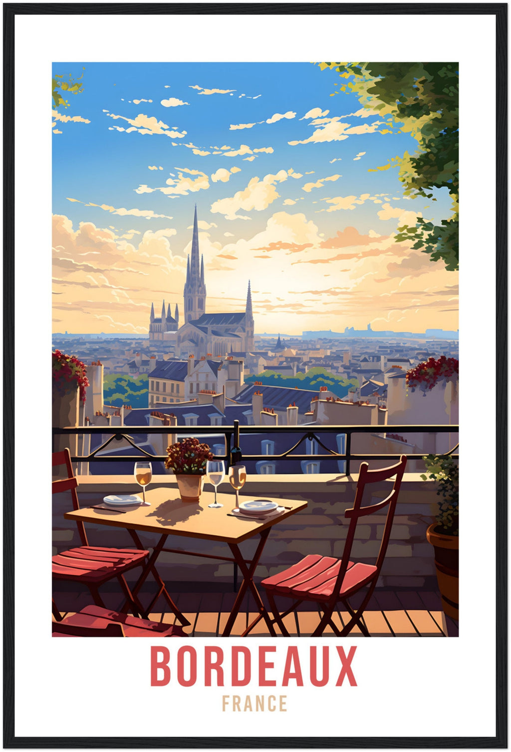 Bordeaux France Travel Print Wall Art Bordeaux Wall Hanging Home Décor France Gift Art Lovers Vineyard Art Lover Gift Bordeaux France Print