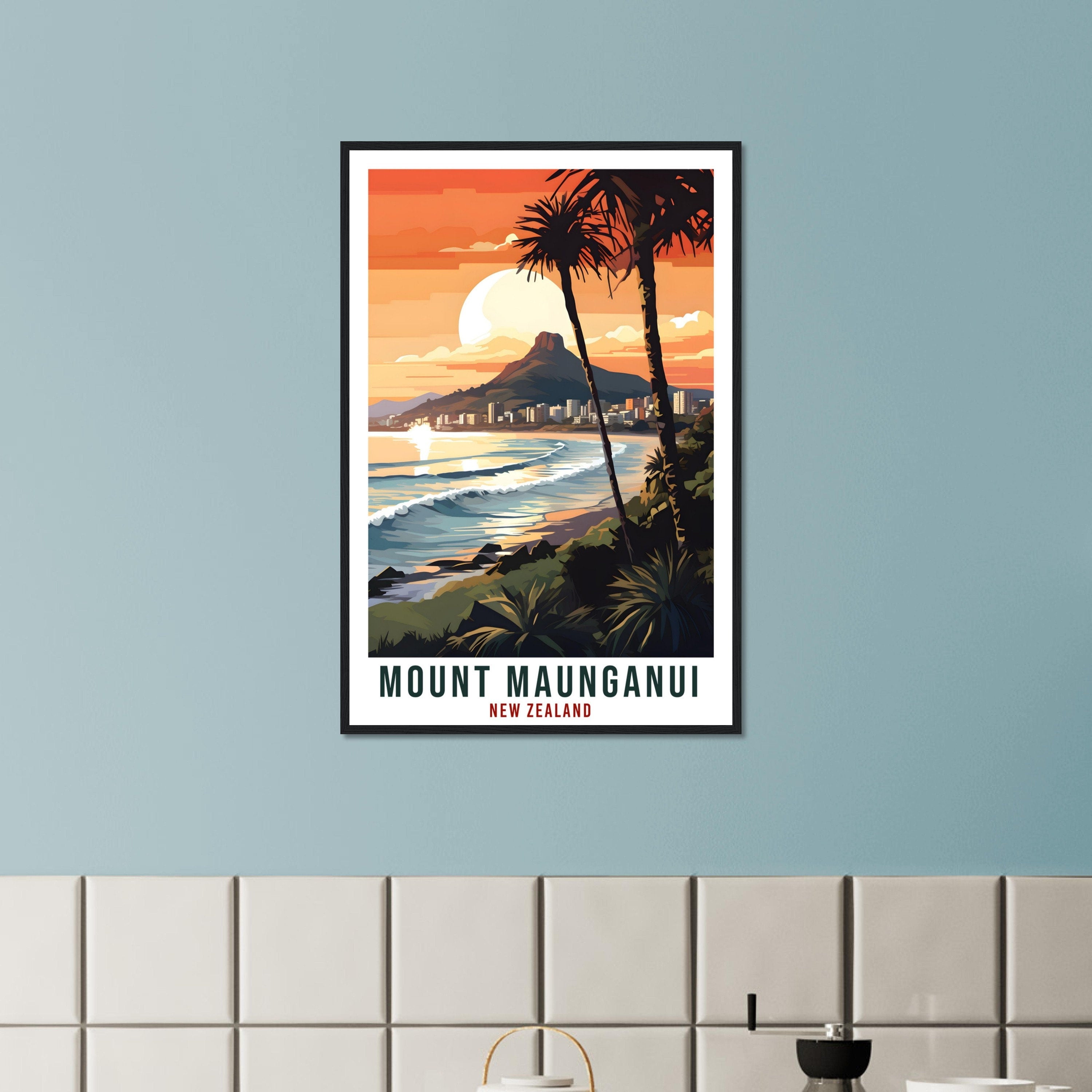 Mount Maunganui Travel Print Wall Art Maunganui New Zealand Wall Hanging Home Décor Mount Maunganui Gift Art Lover New Zealand Travel Poster