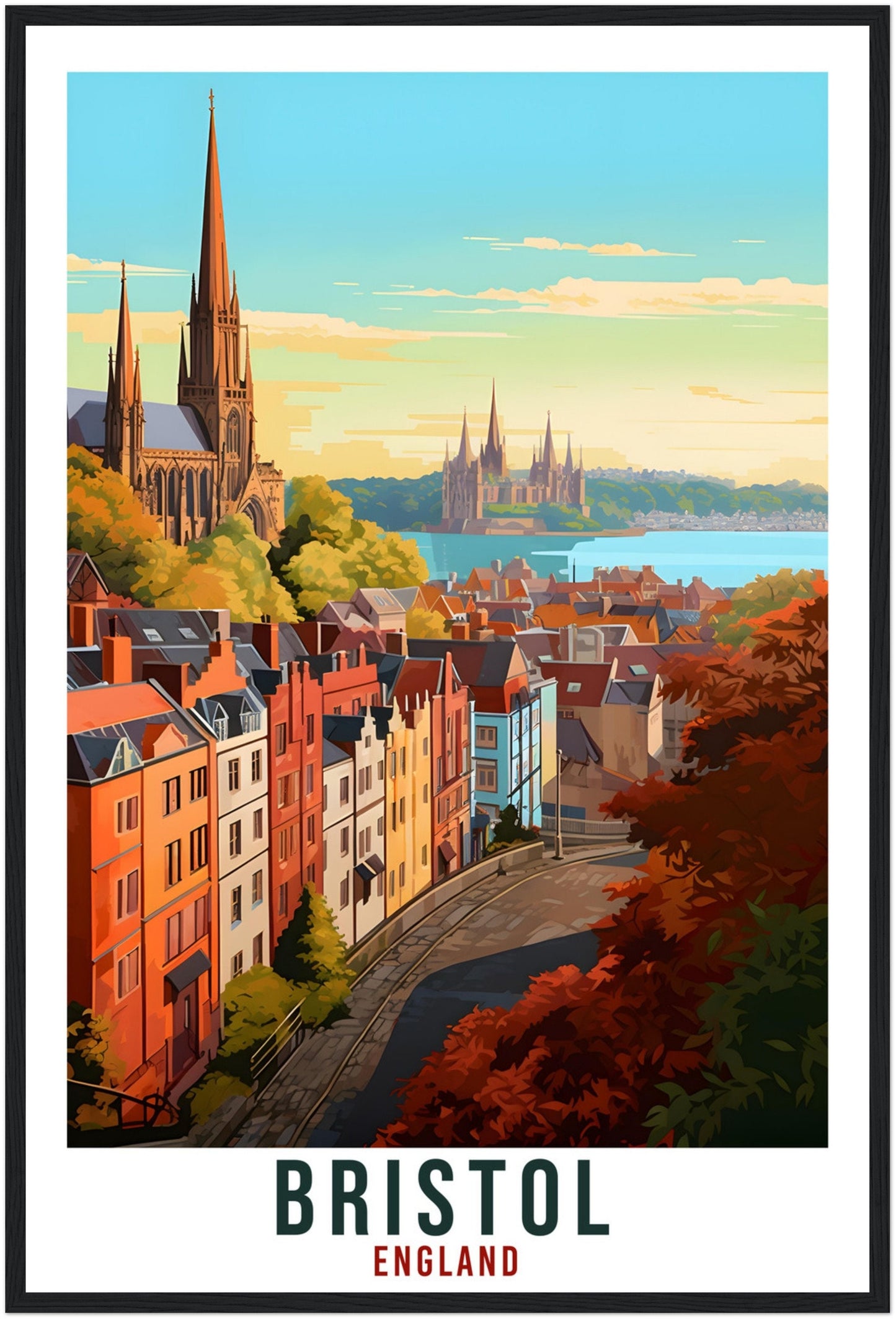 Bristol Travel Print English Wall Art Home Decor Wall Hanging Travel Art Gift Bristol Travel Poster England Landscape Artwork Art Lover Gift