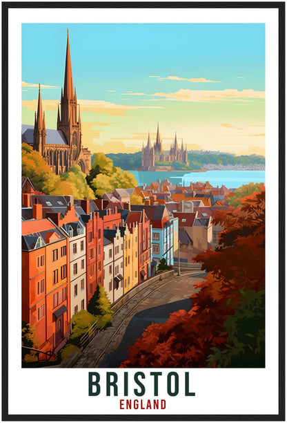 Bristol Travel Print English Wall Art Home Decor Wall Hanging Travel Art Gift Bristol Travel Poster England Landscape Artwork Art Lover Gift