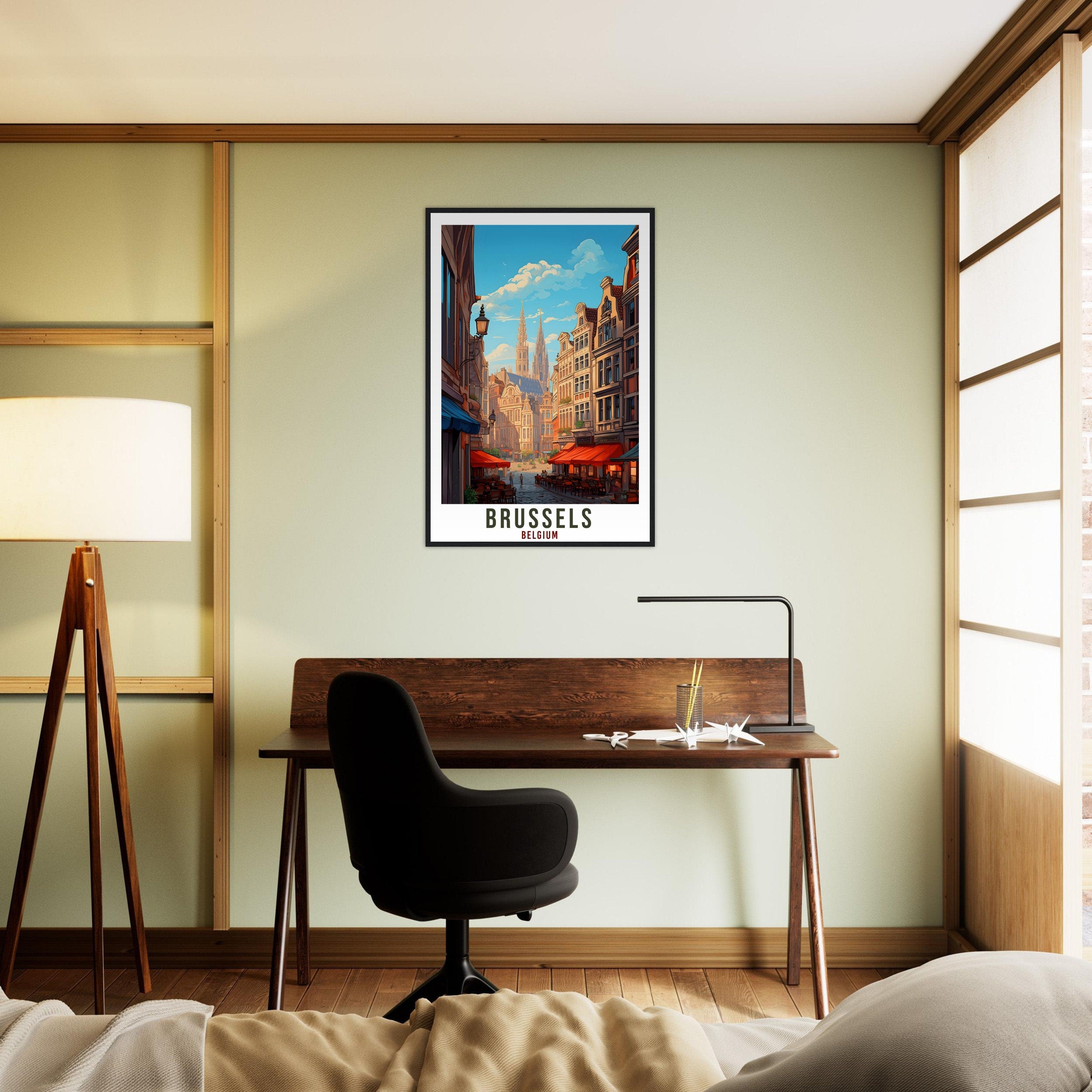 Brussels Travel Poster Wall Art Brussels Belgium Artwork Wall Hanging Brussels Wall Art Gifts Brussels Travel Print Belgian Art Lovers