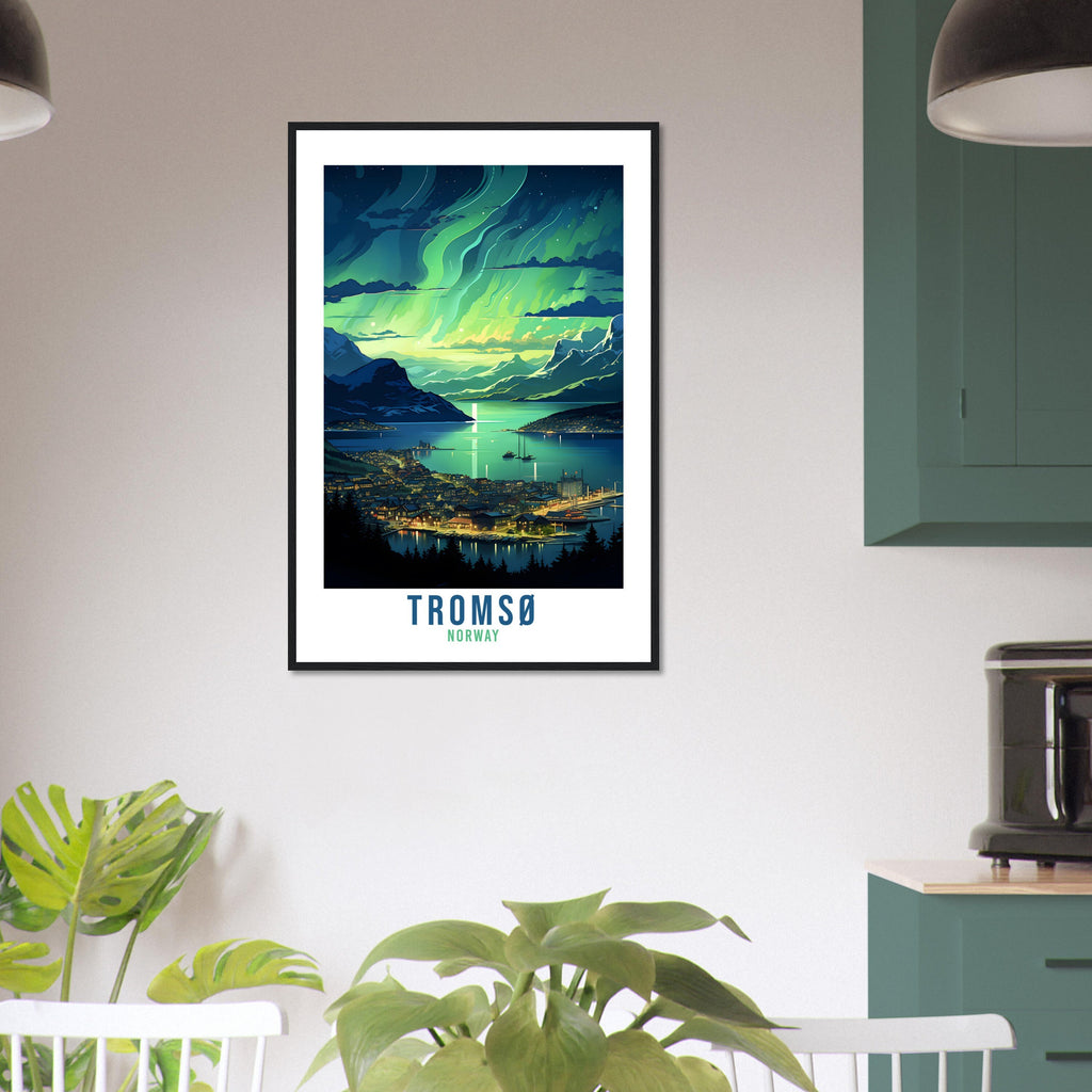 Tromsø Norway Northern Lights Travel Print Tromsø Wall Hanging Norway Aurora Borealis Arctic Tromsø Travel Poster Northern Norway Wall Art