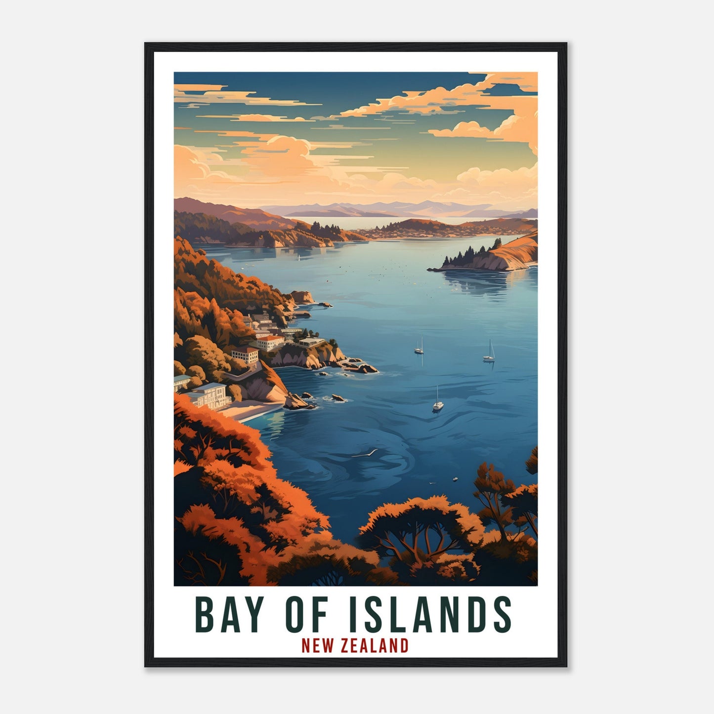 Bay Of Islands Travel Print Wall Art Bay Of Islands New Zealand Decor Artwork Art Gift Bay Of Islands Travel Poster New Zealand Art Lover