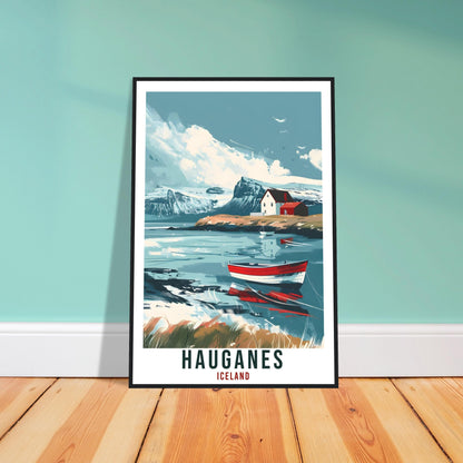 Hauganes Iceland Travel Print Wall Art Wall Hanging Home Décor Hauganes Gift Travel Art Iceland Artwork City Landscape Travel Poster