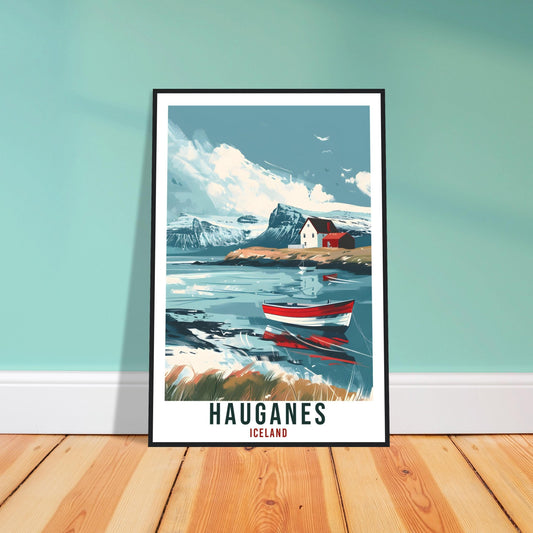 Hauganes Iceland Travel Print Wall Art Wall Hanging Home Décor Hauganes Gift Travel Art Iceland Artwork City Landscape Travel Poster