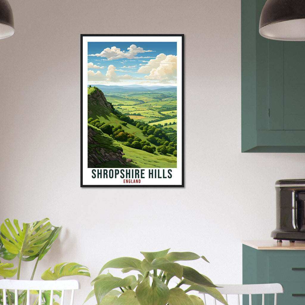 Shropshire Hills Travel Print English Wall Art Home Wall Hanging Travel Art Gift Shropshire Hills Travel Poster England Landscape Artwork