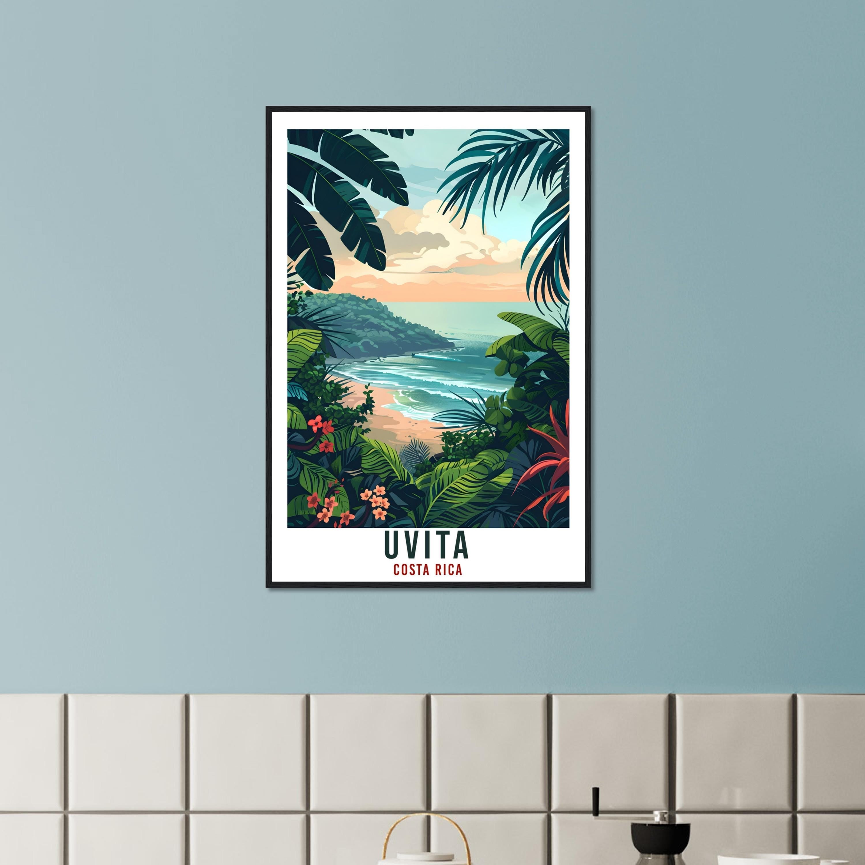 Uvita Costa Rica Travel Print Wall Art Wall Hanging Home Décor Uvita Wall Art Gift Landmark Artwork Travel Art Costa Rica City Travel Poster