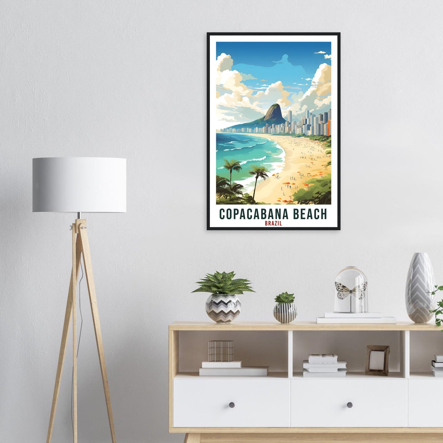 Copacabana Beach Travel Print Wall Art Copacabana Brazil Wall Hanging Artwork Art Gifts Copacabana Travel Poster Brazil Art Lovers Gift