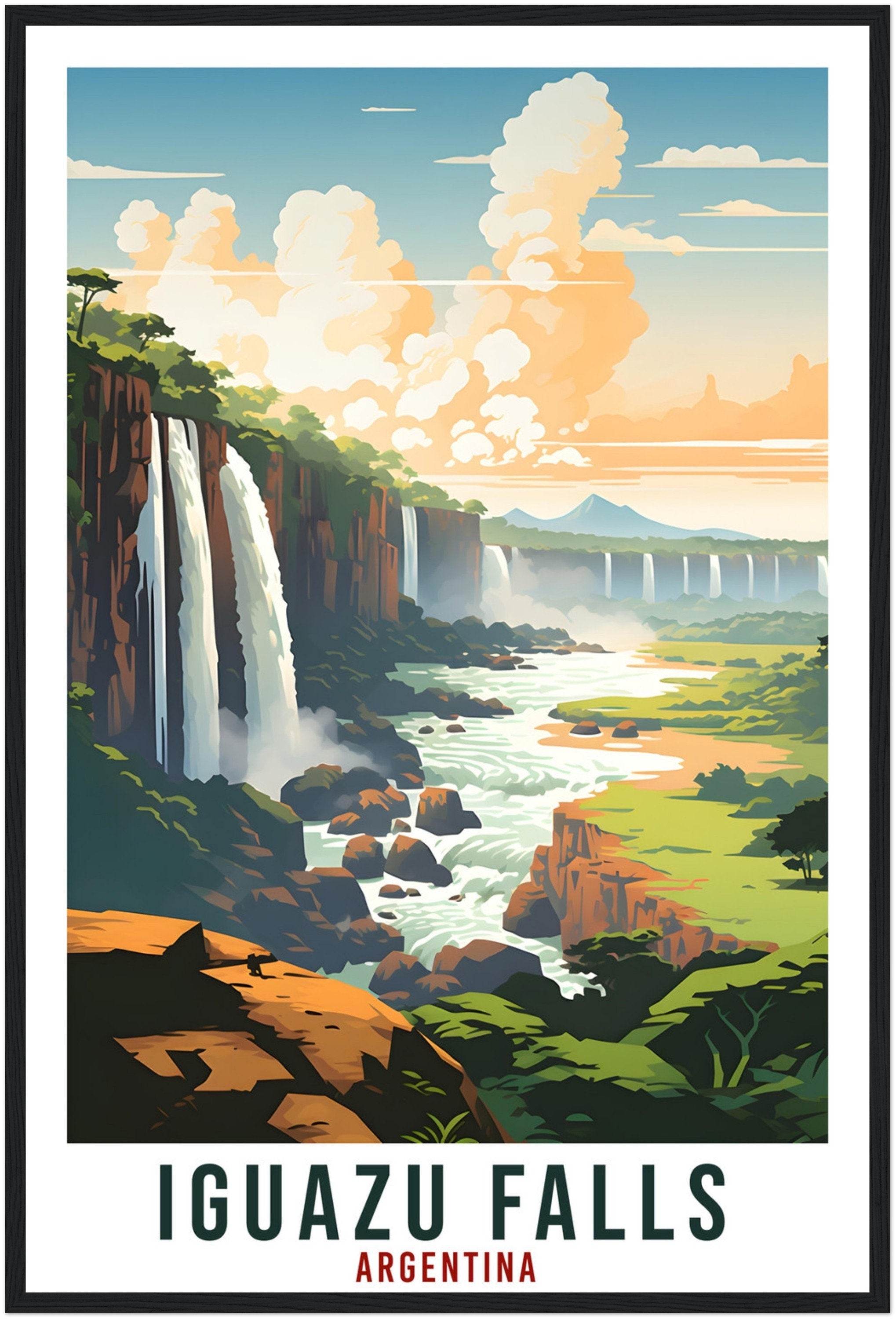 Iguazu Falls Travel Print Wall Art Iguazu Falls Argentina City Landscape Artwork Iguazu Art Gift Iguazu Travel Poster Argentinian Art Lovers