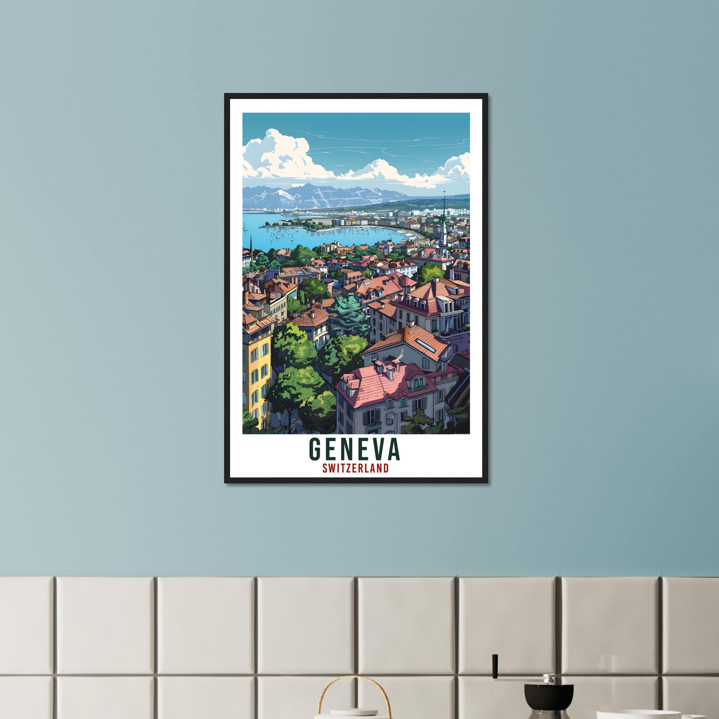 Geneva Travel Print Swiss Wall Art Wall Hanging Home Living Décor Geneva Gift Art Lovers Gift Switzerland Artwork Gift Swiss Travel Poster