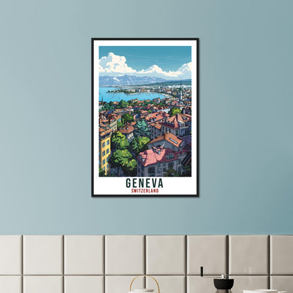 Geneva Travel Print Swiss Wall Art Wall Hanging Home Living Décor Geneva Gift Art Lovers Gift Switzerland Artwork Gift Swiss Travel Poster