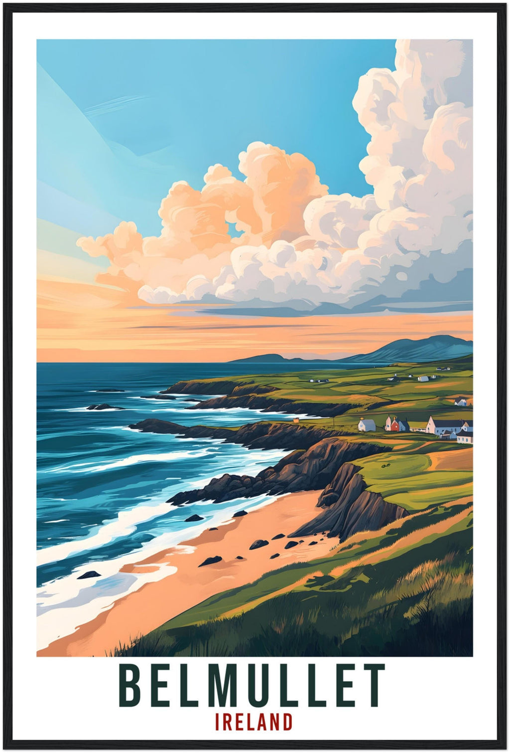 Belmullet Travel Print Ireland Home Decor Mayo Wall Art Gift Wall Hanging Art Lover Belmullet Irish Artwork Travel Poster Ireland Travel Art