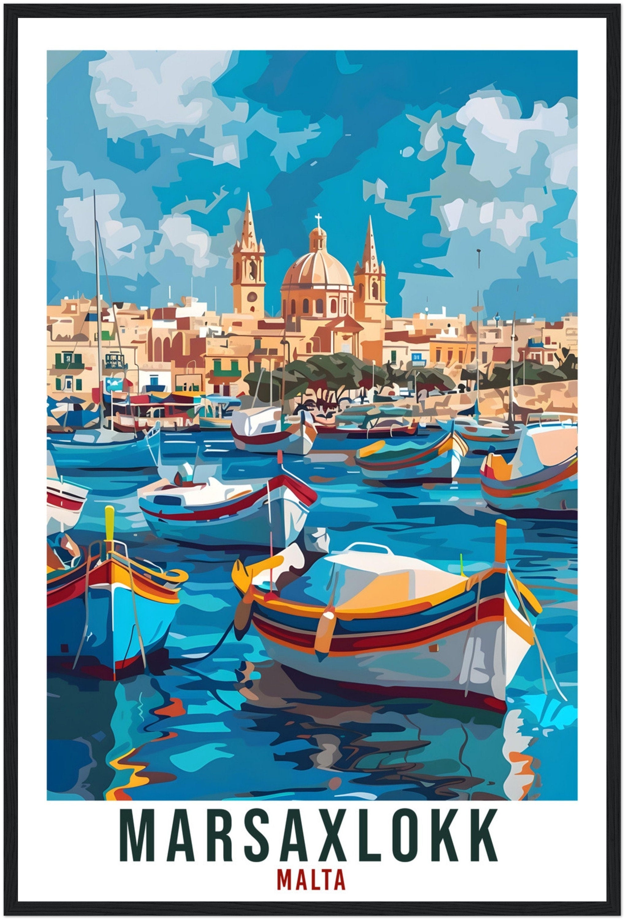 Marsaxlokk Travel Print Malta Wall Art Wall Hanging Home Living Décor Marsaxlokk Gift Art Lovers Gift Malta Artwork Gift Malta Travel Poster