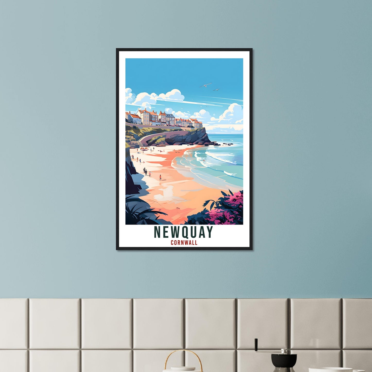 Newquay Travel Print Cornwall Wall Art Home Decor Wall Hanging Travel Art Gift Newquay Travel Poster England Coastal Artwork Art Lover Gift