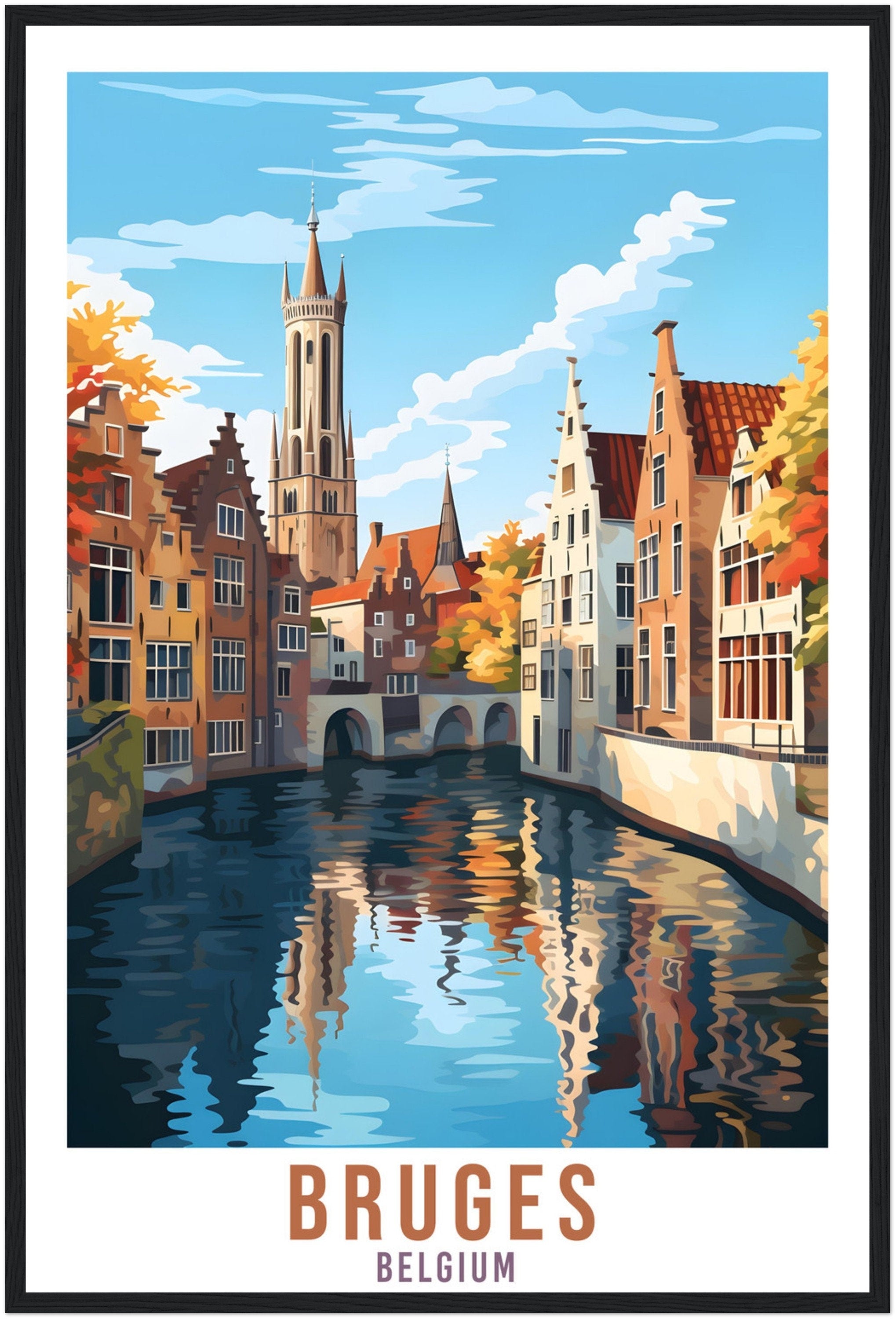 Bruges Travel Print Wall Art Bruges Belgium Home Décor Artwork Wall Hanging Bruges Art Gifts Bruges Travel Poster Belgian Art Lovers Gift