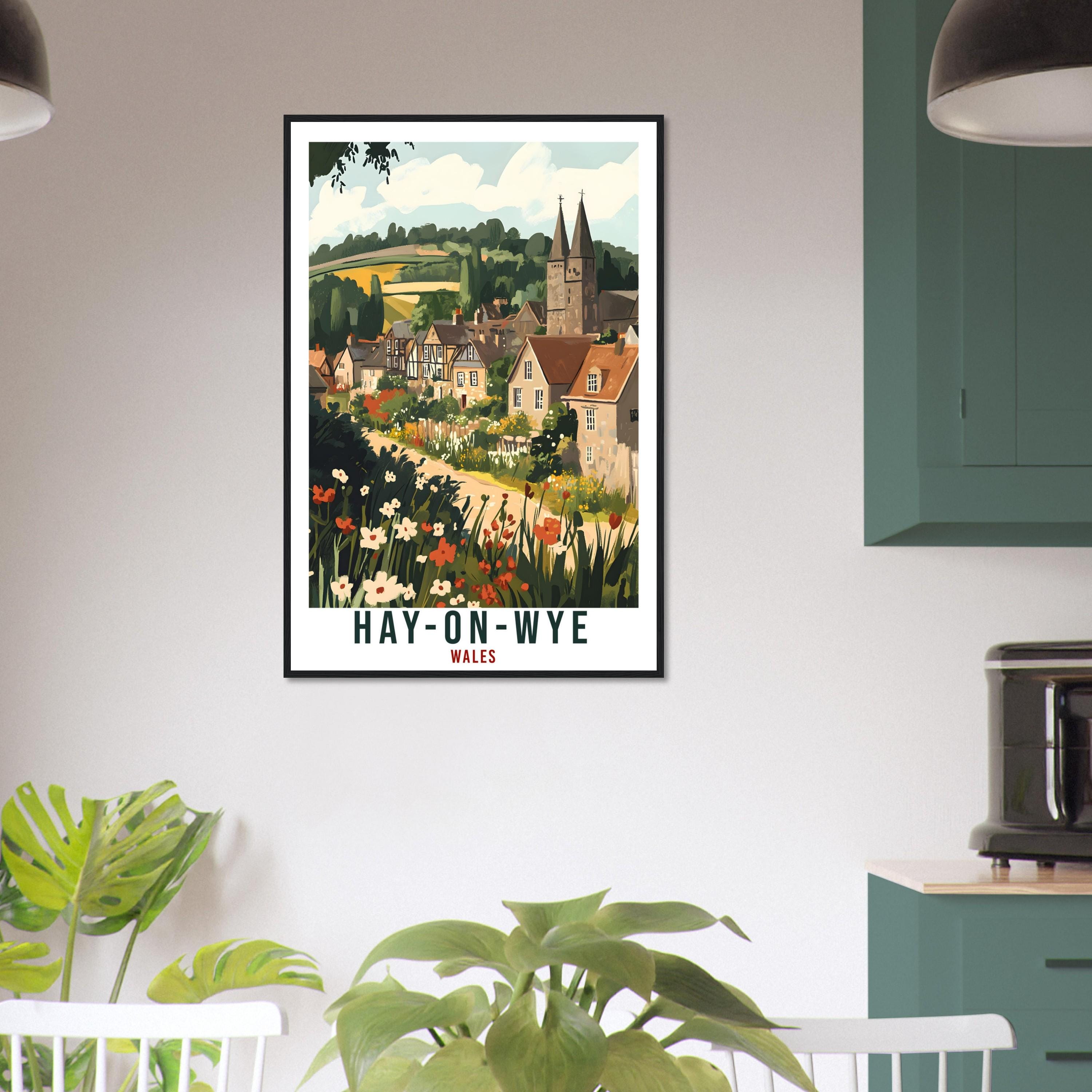 Hay-On-Wye Travel Print Wales Home Decor Hay-On-Wye Wall Art Wall Hanging Art Lover Wales Artwork Travel Poster Hay-On-Wye Travel Art Gift