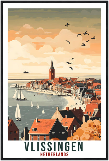 Vlissingen Travel Print Netherlands Decor Vlissingen Wall Art Gift Wall Hanging Vlissingen Dutch Artwork Travel Poster Holland Travel Art