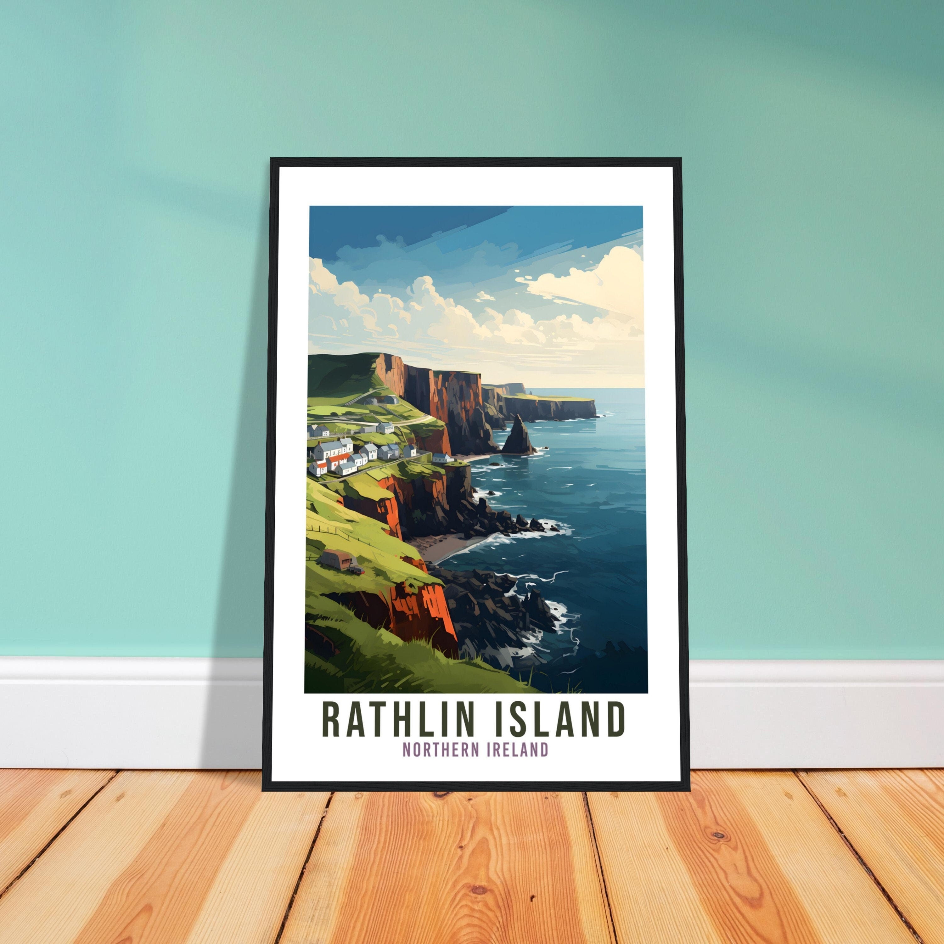 Rathlin Island Travel Print Northern Ireland Seaside Coastal Landscape Wall Hanging Rathlin Island Artwork Gift Rathlin Island Travel Poster