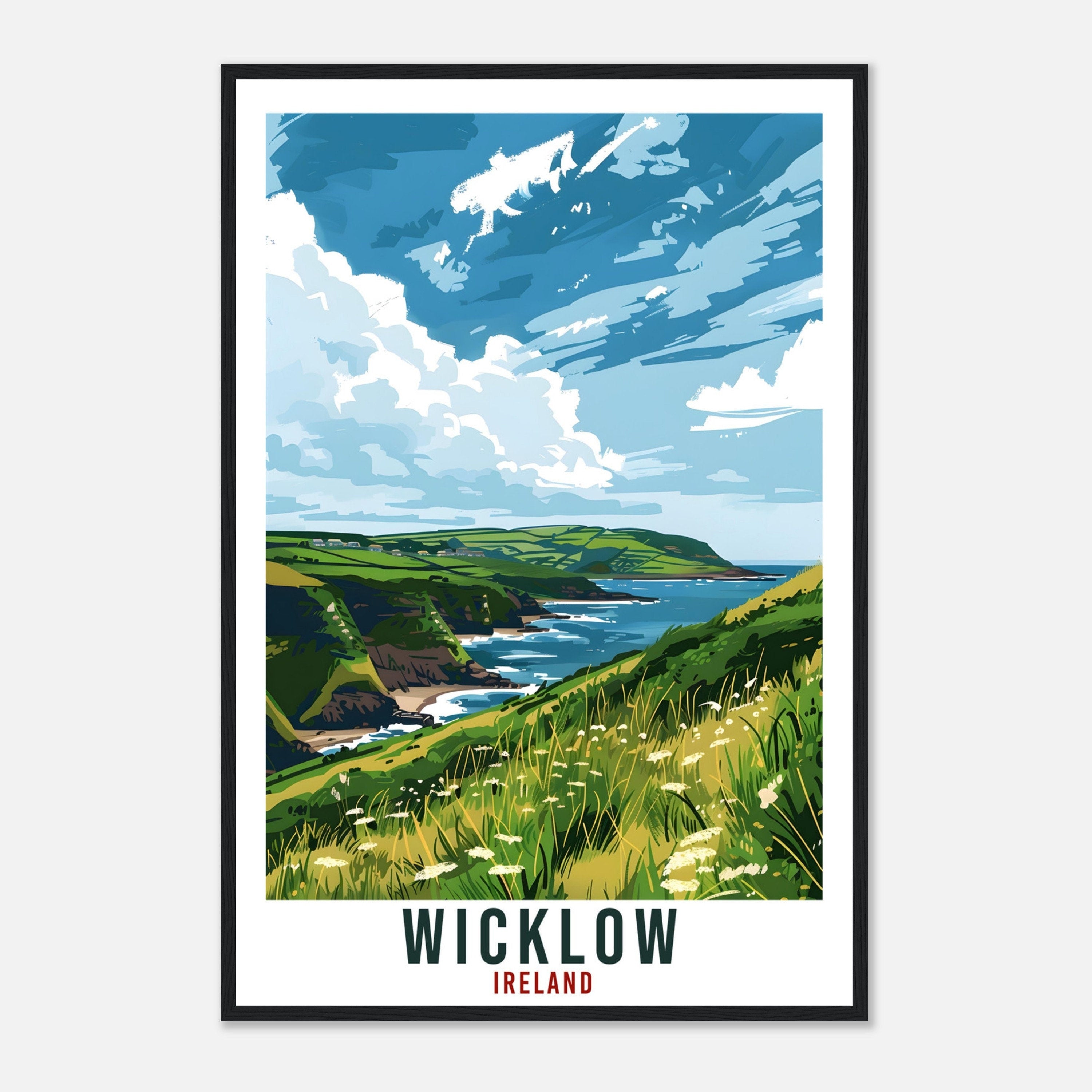 Wicklow Travel Poster Ireland Wall Art Wall Hanging Home Living Décor Wicklow Gift Art Lovers Gift Irish Artwork Gift Ireland Travel Print