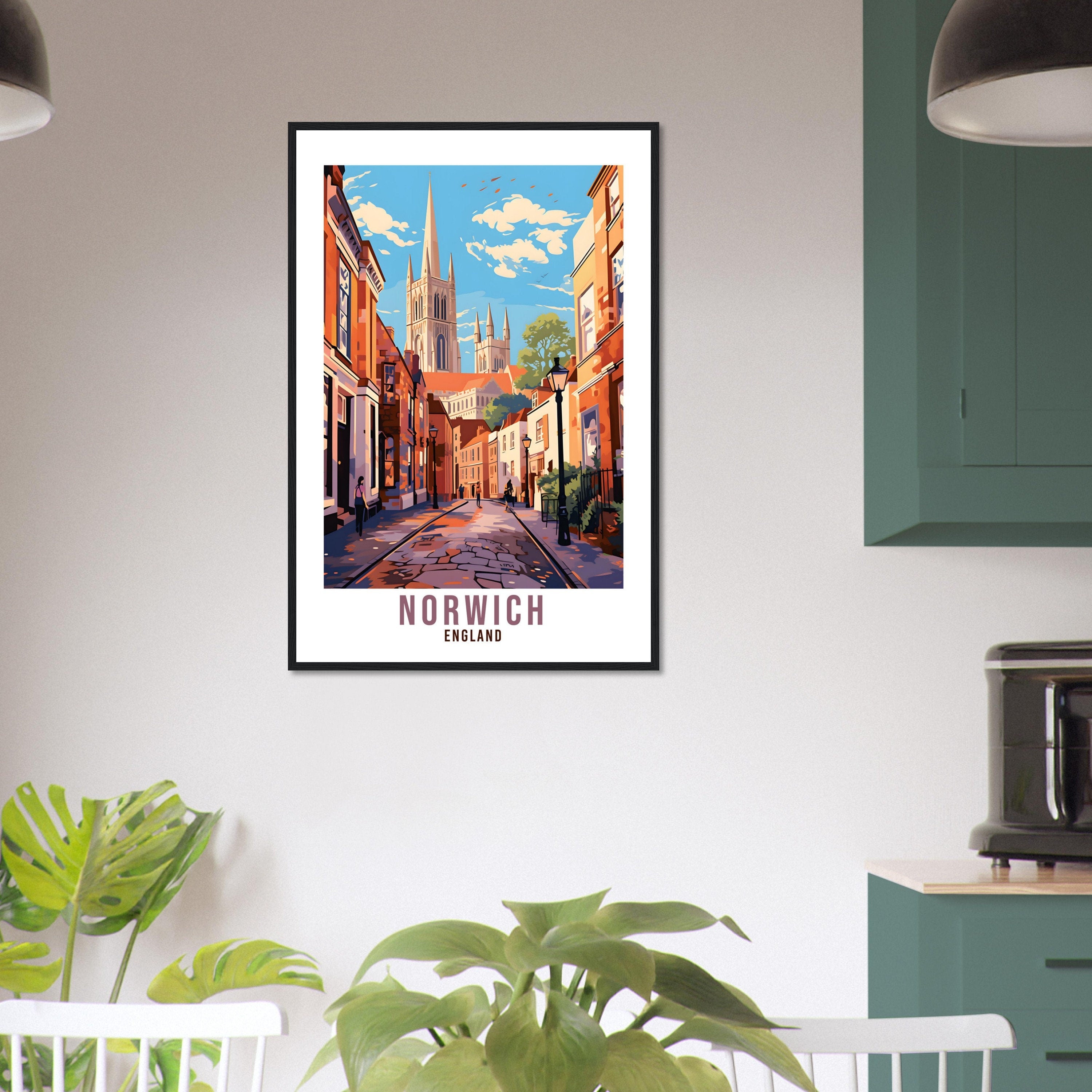 Norwich Travel Print Home Decor Norfolk Eastern England Wall Hanging Norwich Artwork Gift Norwich Travel Poster Norwich City Artwork