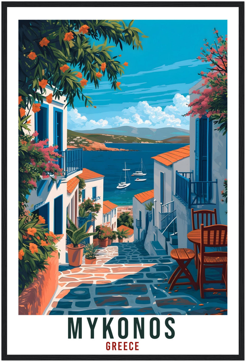Mykonos Travel Print Greece Home Decoration Mykonos Greek Island Wall Art Gift Wall Hanging Art Lover Greece Artwork Mykonos Travel Poster