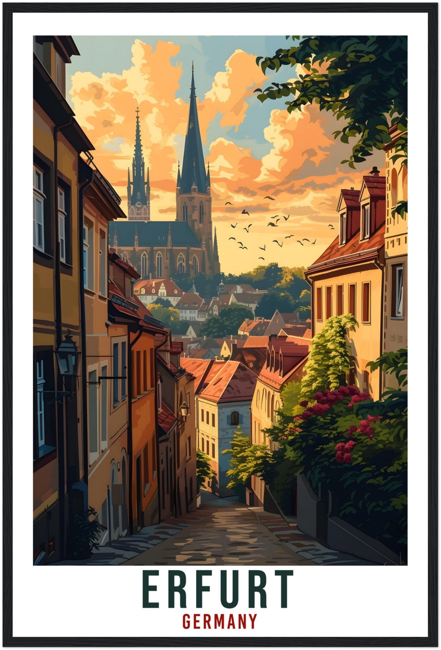 Erfurt Travel Print Germany Home Decoration Erfurt German City Wall Art Gift Wall Hanging Art Lover Germany Artwork Erfurt Travel Poster