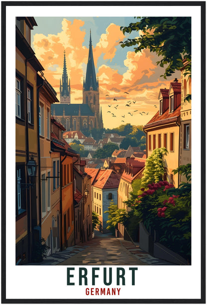 Erfurt Travel Print Germany Home Decoration Erfurt German City Wall Art Gift Wall Hanging Art Lover Germany Artwork Erfurt Travel Poster